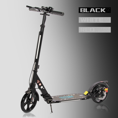 PU Rugged Boys Kick Scooter 220lbs Dual Brake Scooter Black