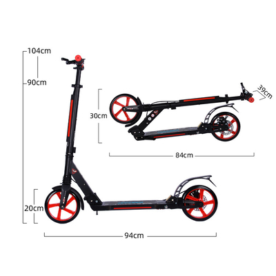 Outdoor 100KGS Disc Brake Scooters 1040mm Foot Pedal Scooter